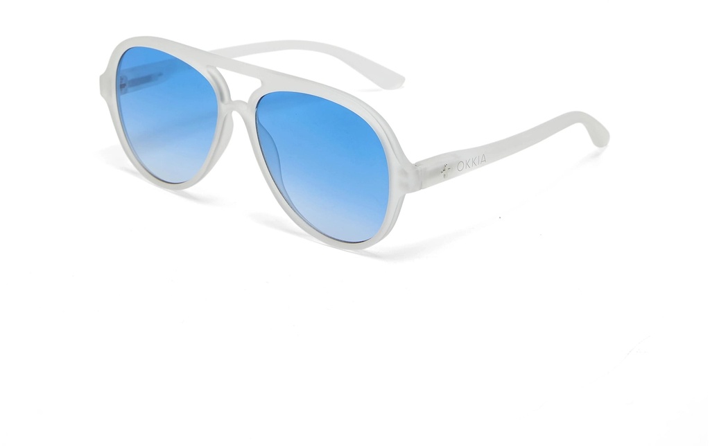 OKKIA Lunettes de soleil Alessio Translucide clair, lentille bleu foncé
