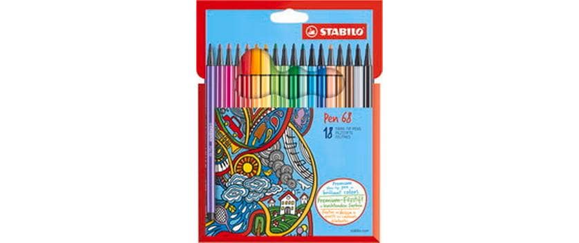 [202070718] STABILO Pen 68 étui en carton (18 pces)