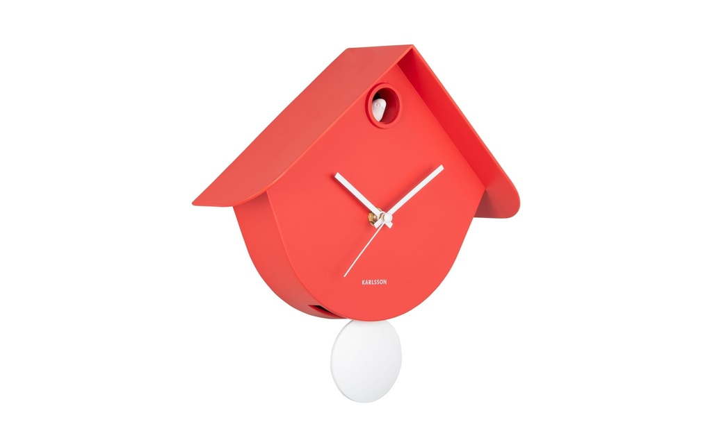KARLSSON Horloge murale Retro Cuckoo 25,5 x 25.8 cm, rouge écarlate vif
