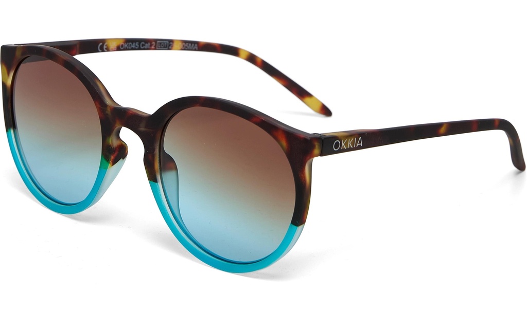 OKKIA Lunettes de soleil Berlino Classic Havana, Lentille bleue