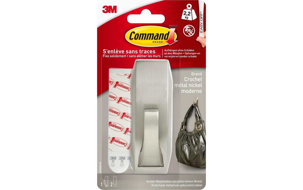 Command Crochet adhésif Metall Large «Modern Reflection» 2.2 kg, Argenté