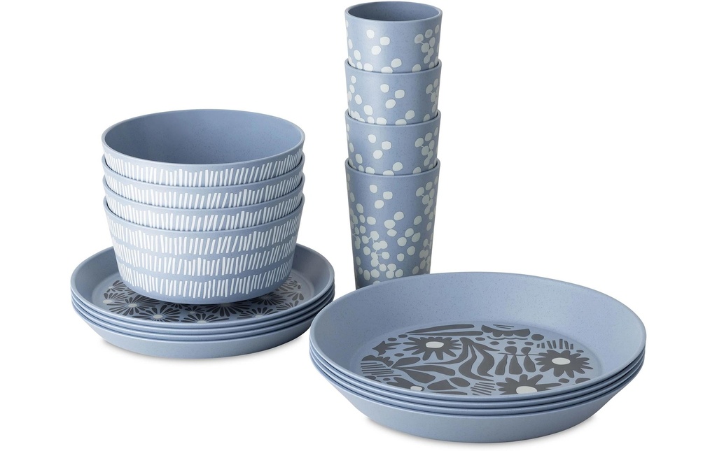 Koziol Set de vaisselle Blomster 16 pièces, Bleu