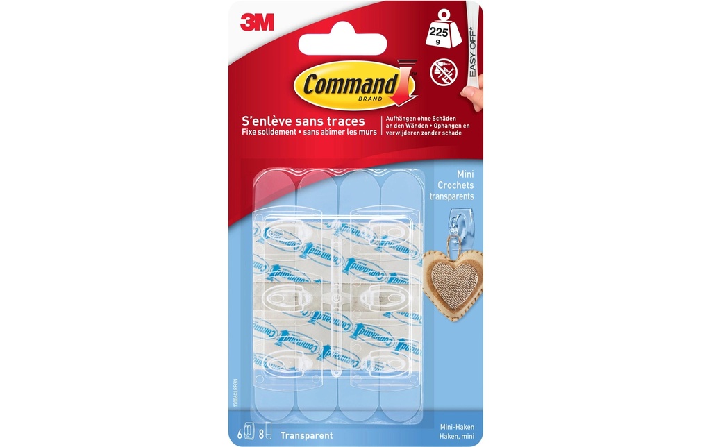 Command Crochet adhésif Mini 0.255 kg, Transparent