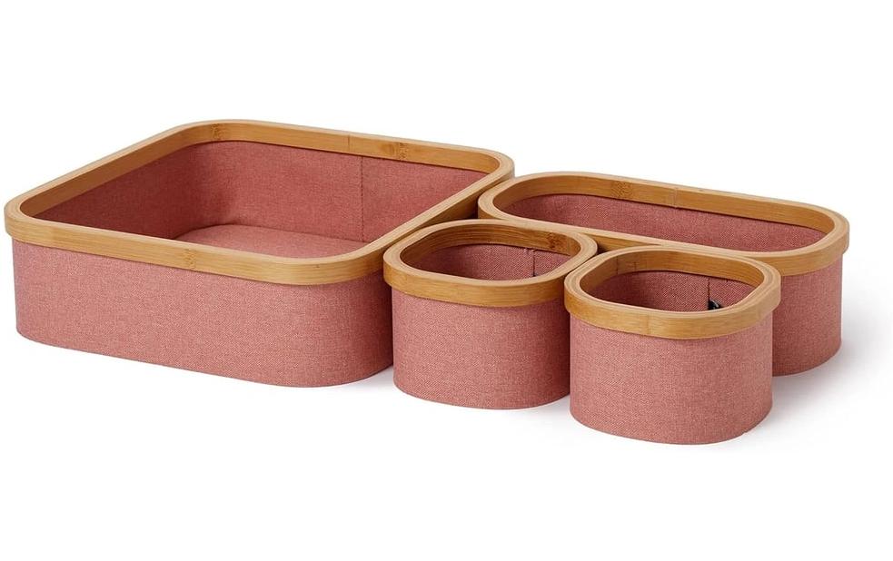 Lumaland Boîte de rangement 4 pièces, Rose