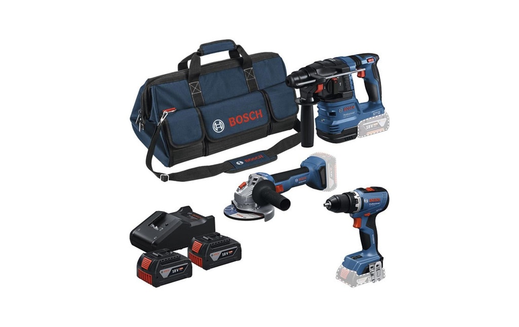 Bosch Professional Set di utensili per batteria GSR + GWS + GBH + 2x GBA 18 V 4Ah
