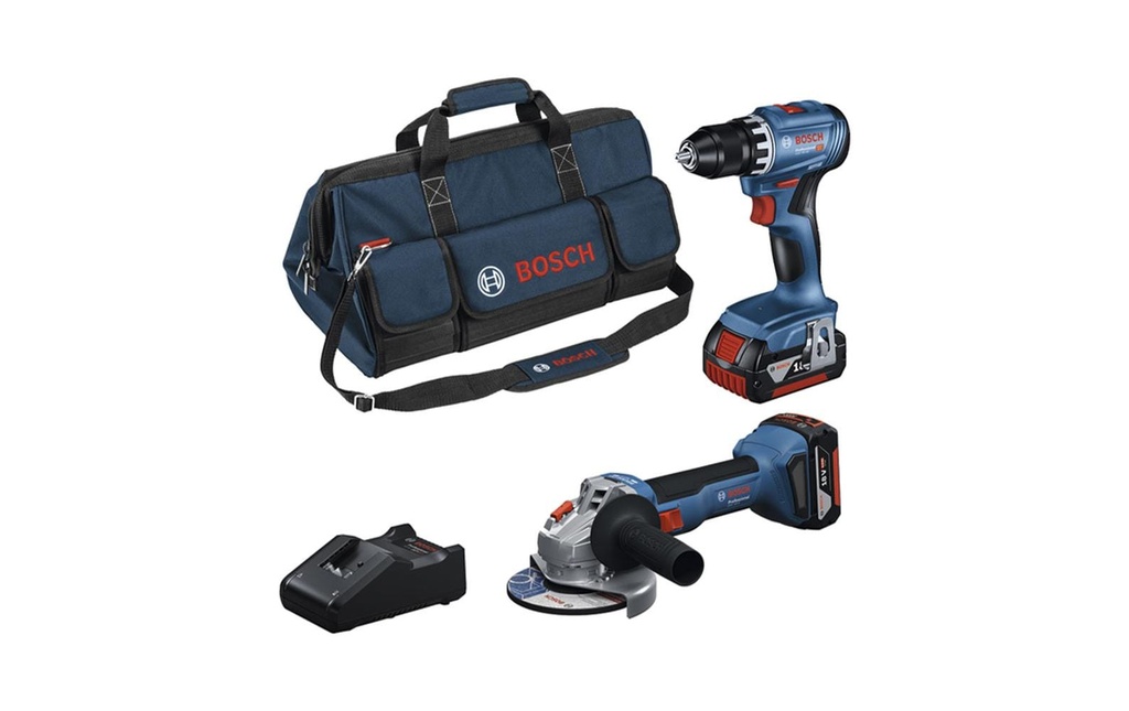 Bosch Professional Set di utensili per batteria GSR + GWS + 2x 4.0Ah + GAL
