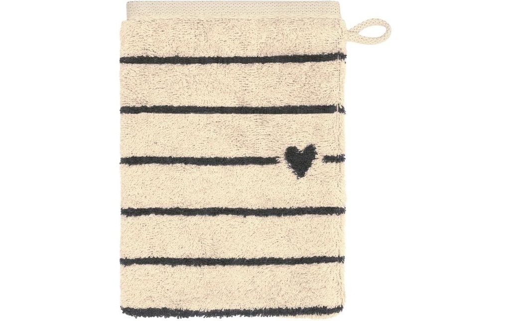 Cawö Gant de toilette Heart Beats 16 x 22 cm, Gris