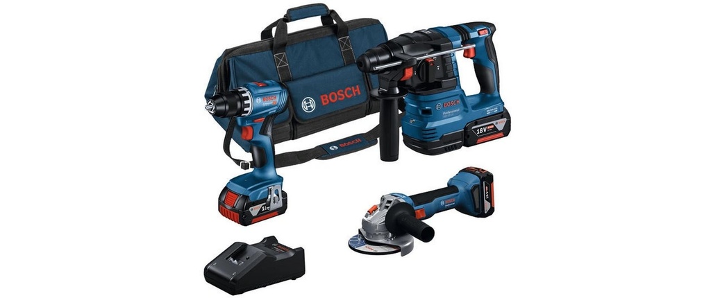 Bosch Professional Set di utensili per batteria GSR + GWS + GBH + 3 x batterie Sac à outils