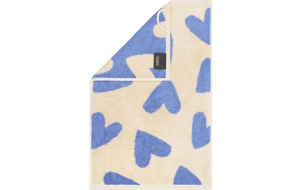 Cawö Serviette pour invité Heart Beats 30 x 50 cm, Bleu