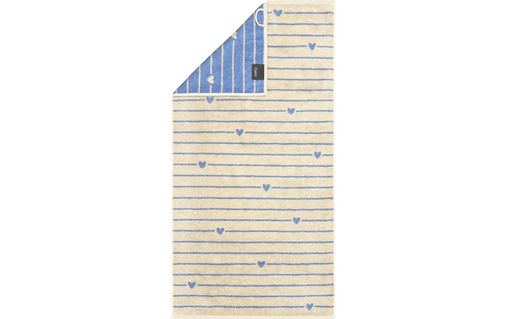 Cawö Serviette de douche Heart Beats 70 x 140 cm, Bleu