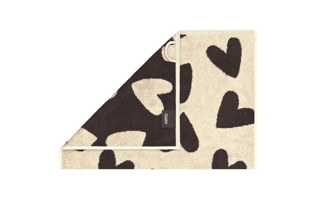 Cawö Serviette Heart Beats 50 x 100 cm, Beige/Gris