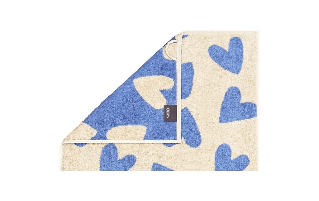 Cawö Serviette Heart Beats 50 x 100 cm, Bleu