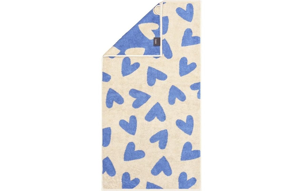 Cawö Serviette de douche Heart Beats 70 x 140 cm, Bleu