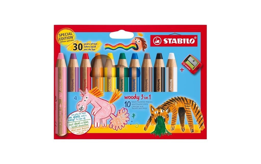 STABILO Crayon woody 3 in 1 Tiger ink. Taille-crayon 30years of fun