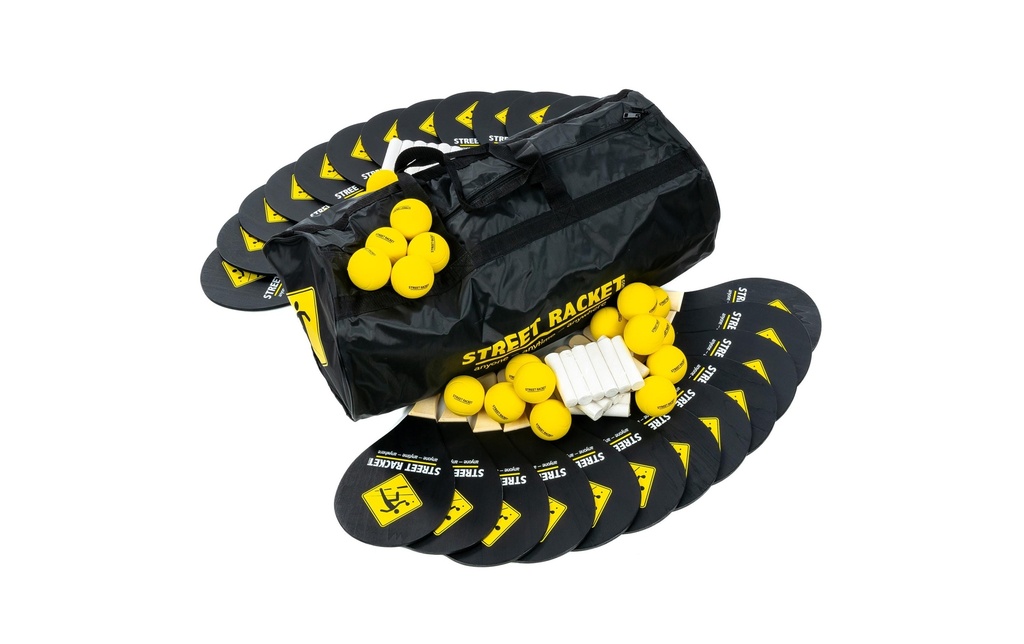 Schildkröt Funsports Set d'école Street Racket Raquettes en bois Balles molles Craie de rue