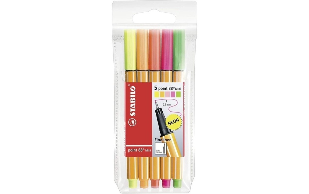 STABILO point 88 MINI Neon 5 couleurs néon
