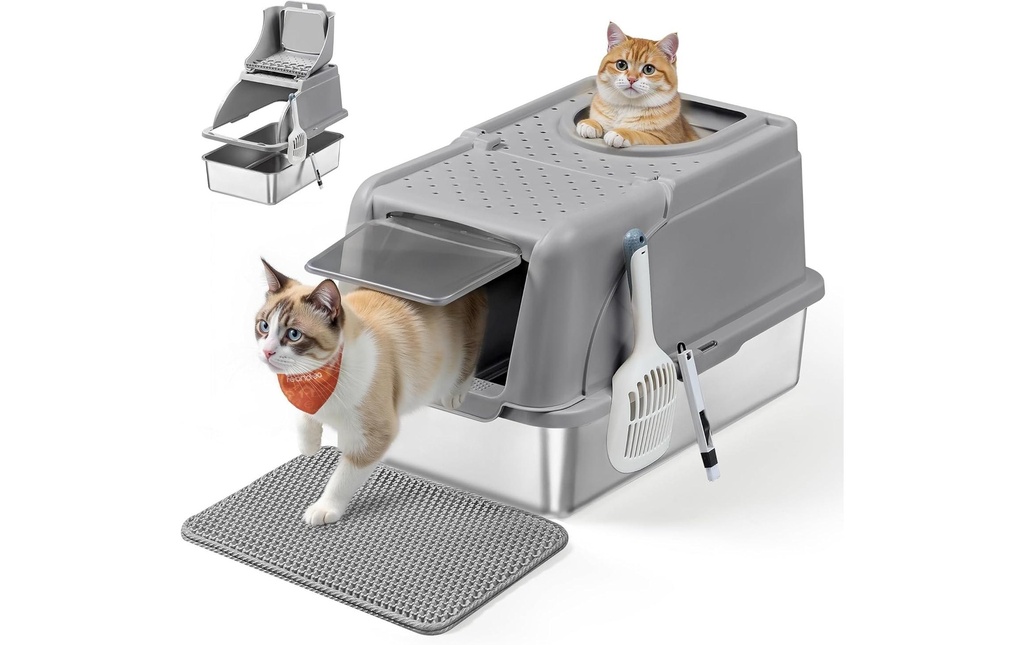 Feandrea Litière pour chats Acier inoxydable XL 61 x 41 x 36.5 cm