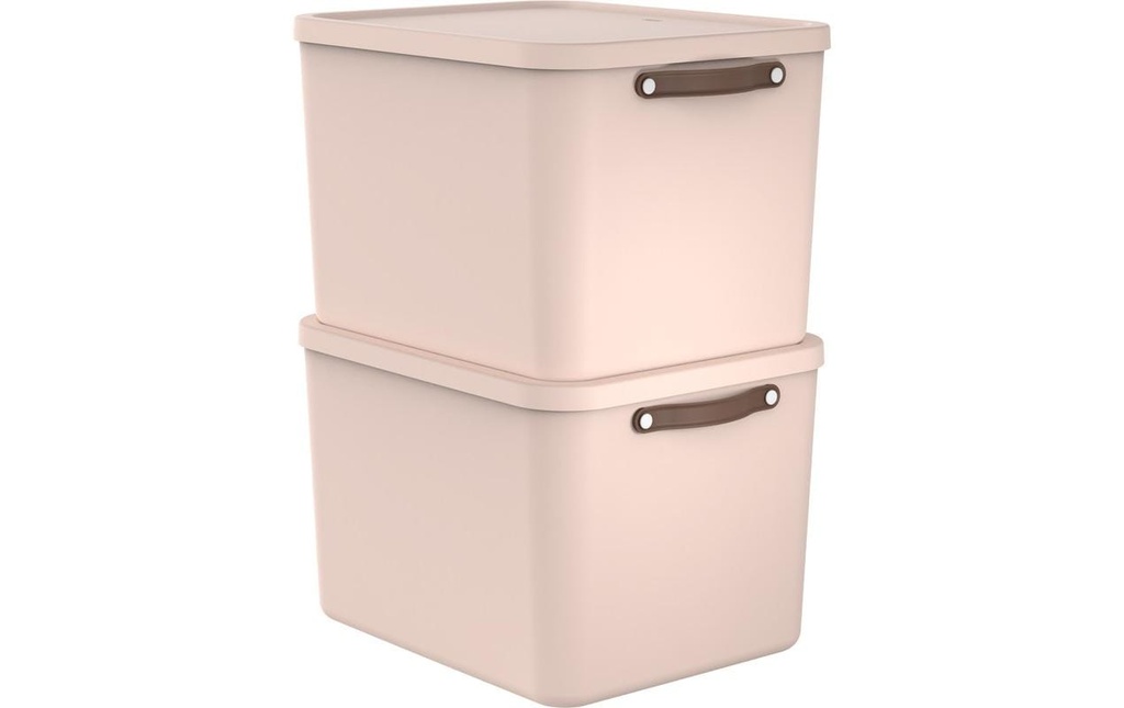 Rotho Boîte de rangement MALOJA 55 l, rose, 2 pièces