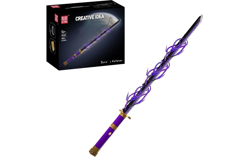 Mould King Le katana de Zoro 3 Anime Manga Lila Gold illuminé