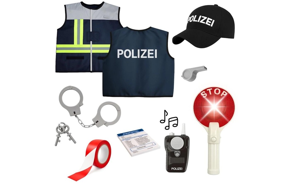 alldoro Police Kit de jeu de rôle 9 pièces avec lumière bleue LED et son