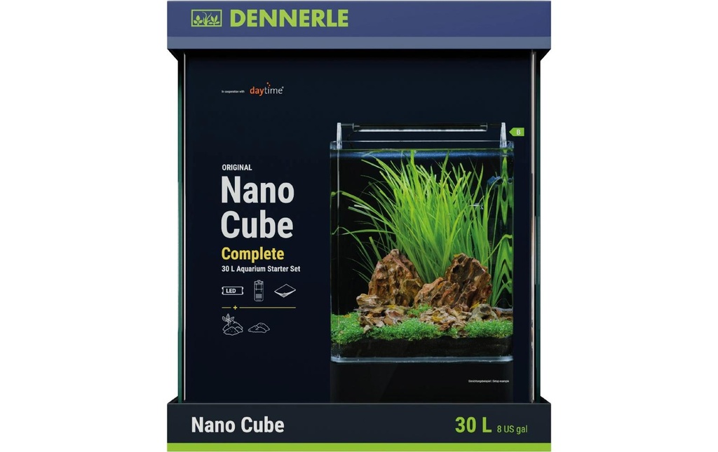 Dennerle Nano Cube Complete Aquarium en verre, éclairage LED et filtre