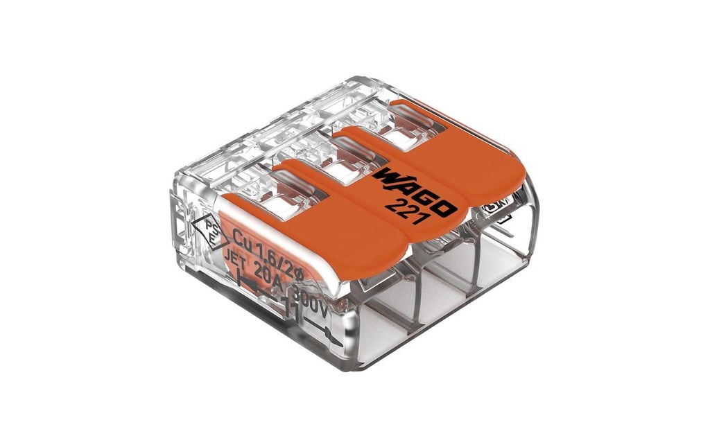 WAGO Borne à fiche COMPACT 3 x 0.14-4 mm², 12 pièces