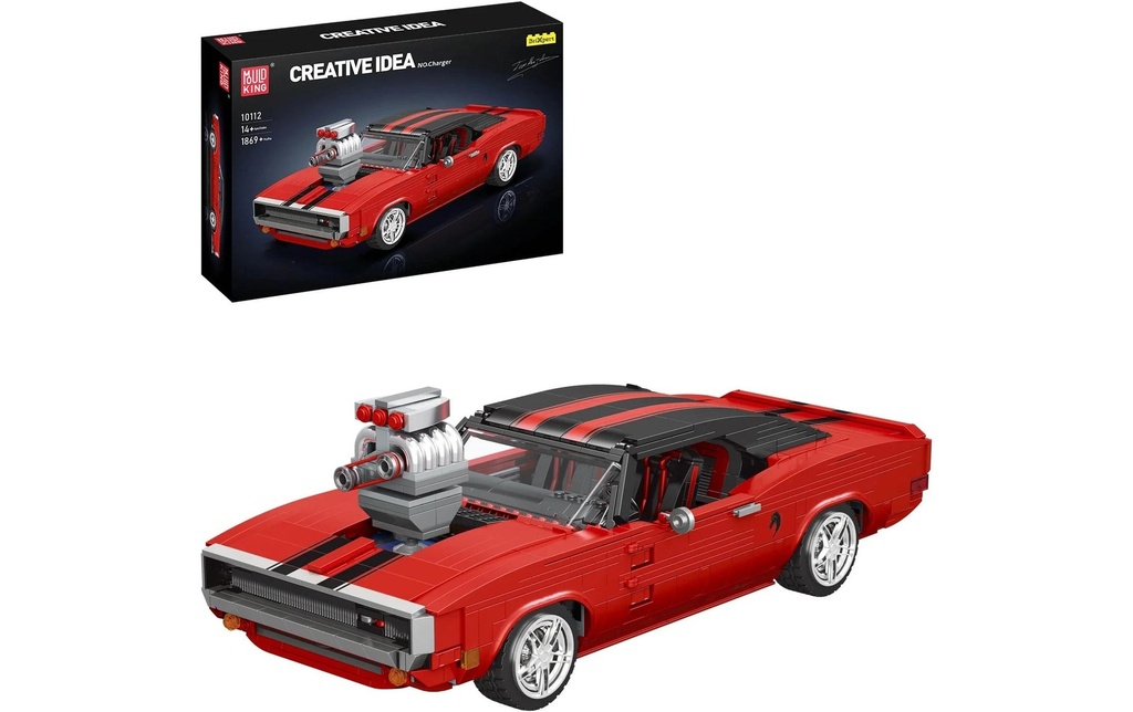 Mould King Muscle Car Charger Fans de voitures Échelle 1:12 Rouge et noir