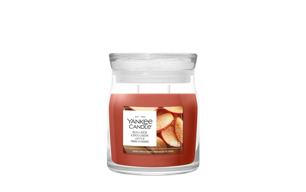 Yankee Candle Signature Bougie parfumée Sugared Cinnamon Apple Signature Medium Jar