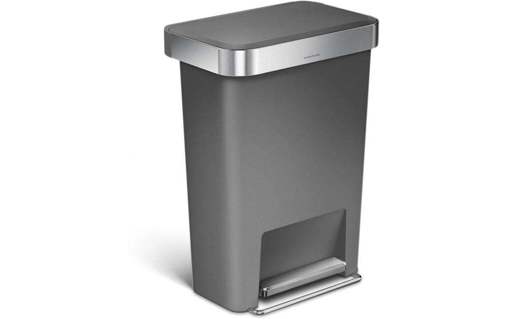 Simplehuman Poubelle à pédale Rectangular Liner Pocket 45 l Gris