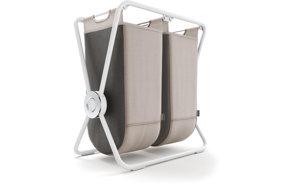 Simplehuman Corbeille à linge Double 2 x 70 l, blanc / beige