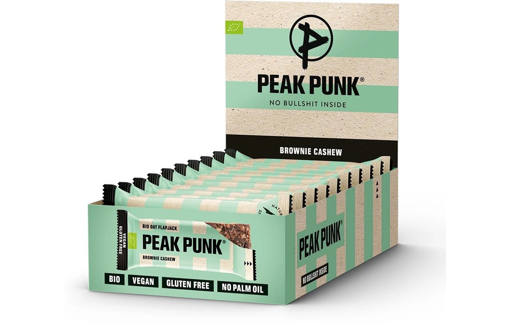 PEAK PUNK Bio Oat Flapjack – Brownie noix de cajou 12 x 60 g