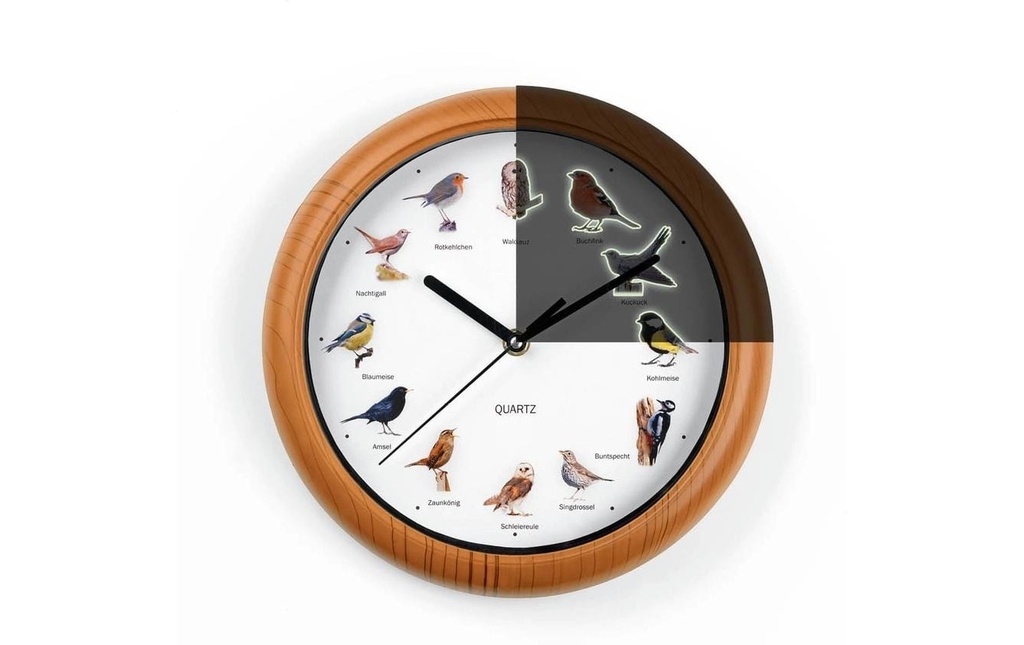 EASYmaxx Horloge murale avec des chants d'oiseaux 25 cm, Brun