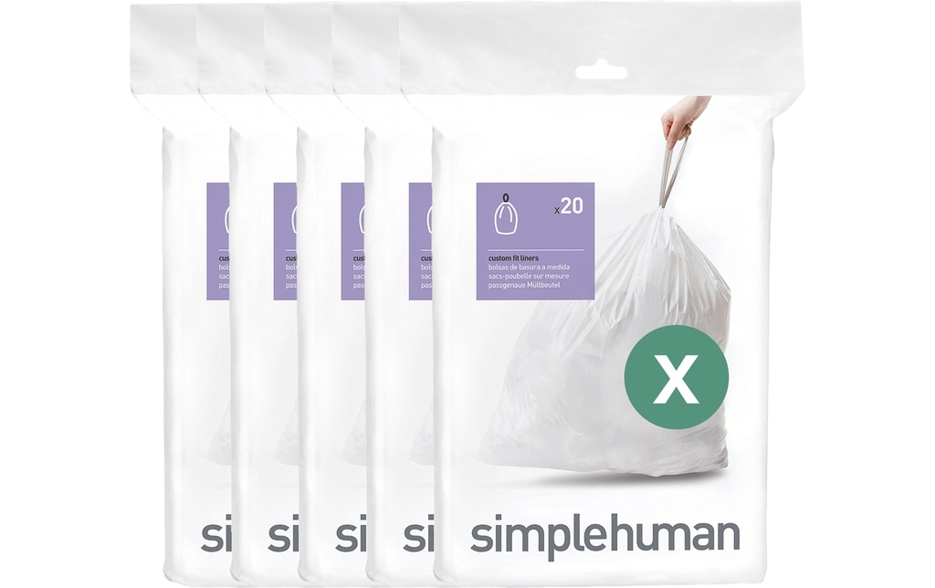 Simplehuman Sacs poubelle Code X, 80 l, 5 x 20 pièces