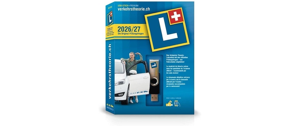 verkehrstheorie.ch 2026/27 Clé USB Cat. A+B (D/F/I) PC/Mac