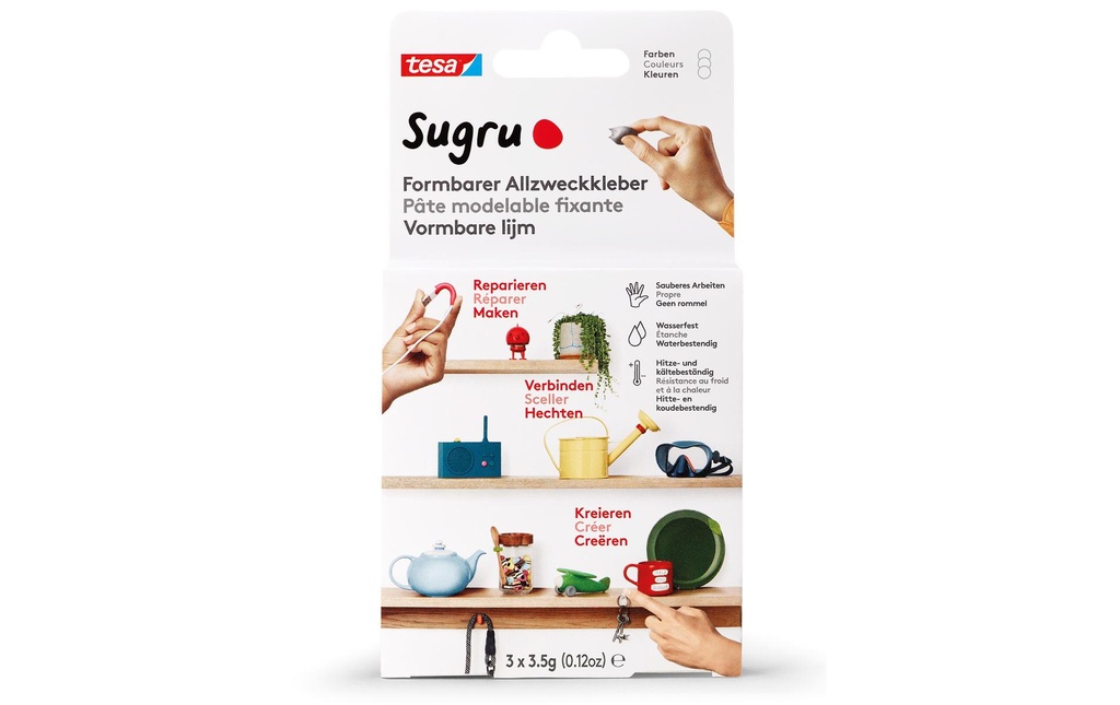 Sugru by Tesa Colle polyvalente moulable 3 x 3.5 g, blanc