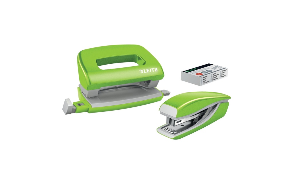 LEITZ Perf.&agraf.Mini WOW vert (2 pces)