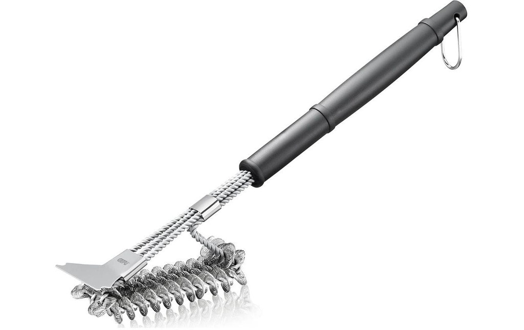 GEFU Brosse pour barbecue BBQ L 43 cm, brosse 9 x 7 x 3 cm, noir/argenté