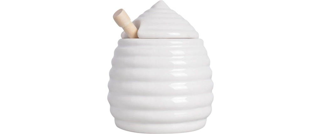 Esschert Design Pot de miel Céramique Blanc 0.40 L