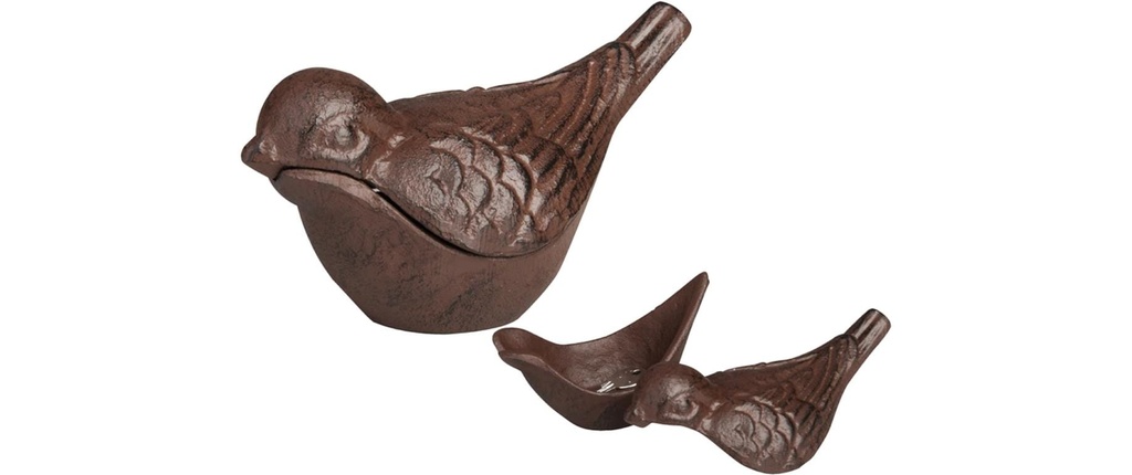 Esschert Design Figure décorative Cache-clés oiseau Fonte Marron