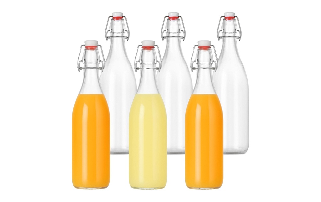relaxdays Bouteilles pour conserves avec fermeture à étrier 1000 ml, 6 Pièce/s