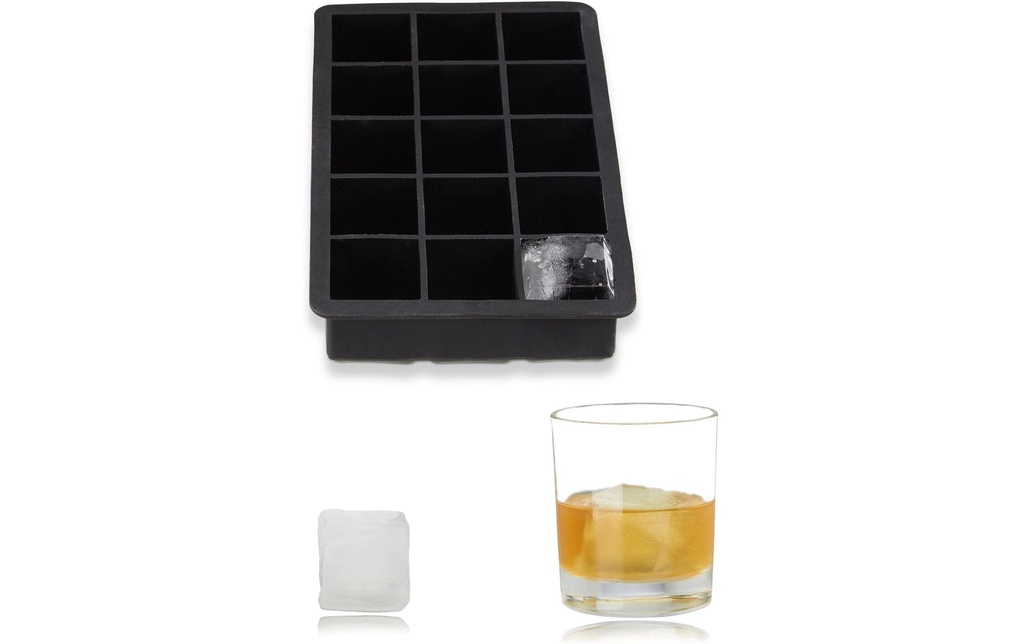 relaxdays Moule à glaçon 15 pièces, Noir