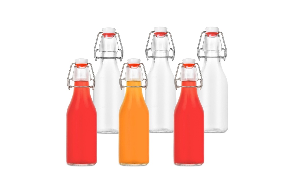 relaxdays Bouteilles pour conserves avec fermeture à étrier 250 ml, 6 Pièce/s