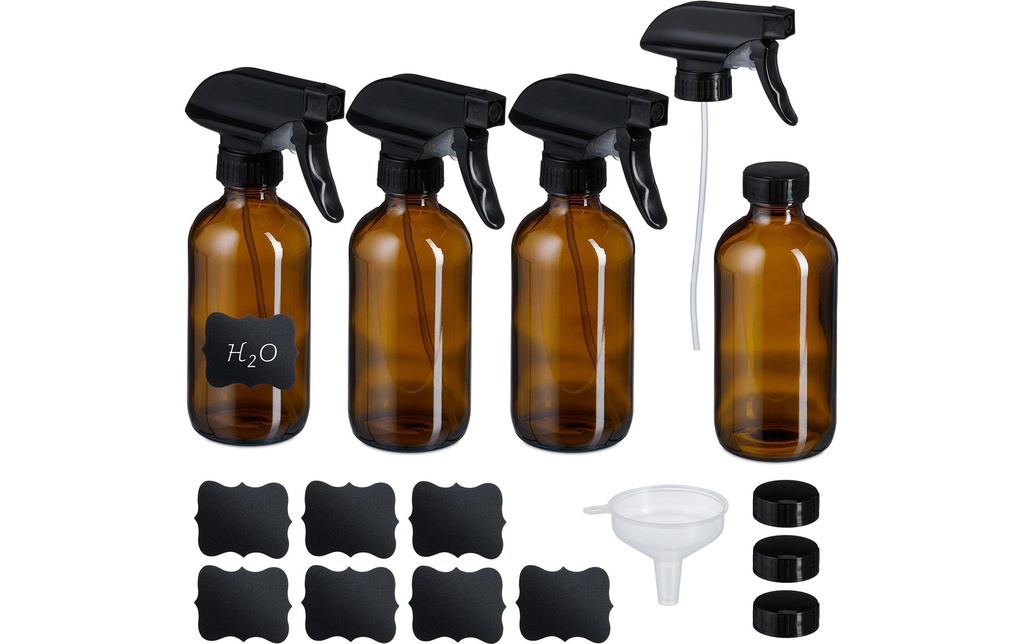 relaxdays Flacons pulvérisateurs 250 ml, brun, 4 pièces