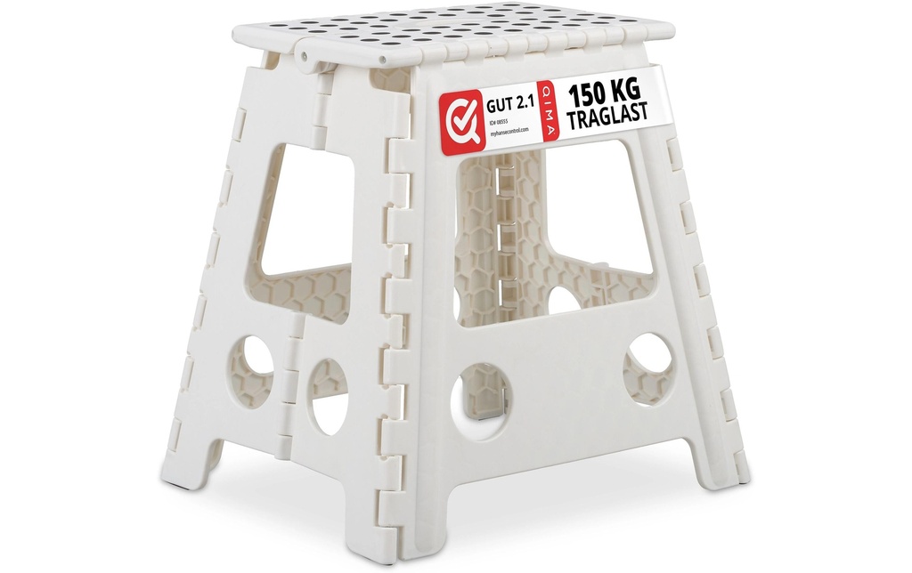 relaxdays Tabouret pliant XL, blanc