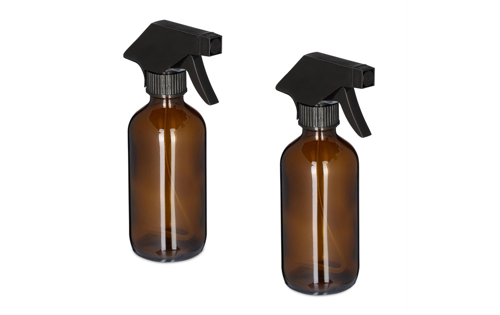 relaxdays Flacons pulvérisateurs 230 ml, brun, 2 pièces