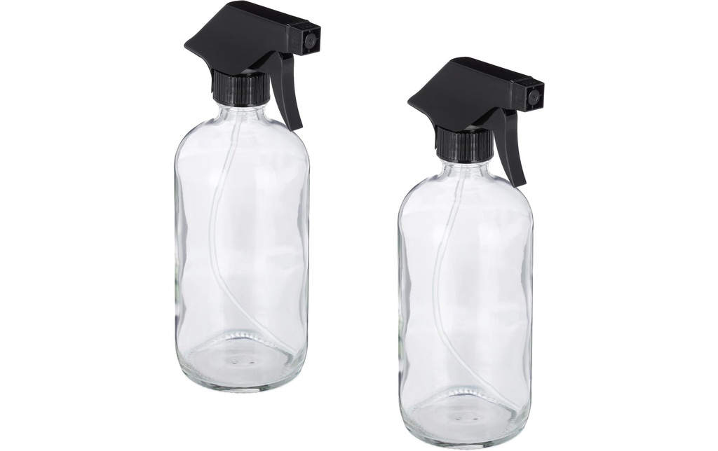 relaxdays Flacons pulvérisateurs 500 ml, transparent, 2 pièces