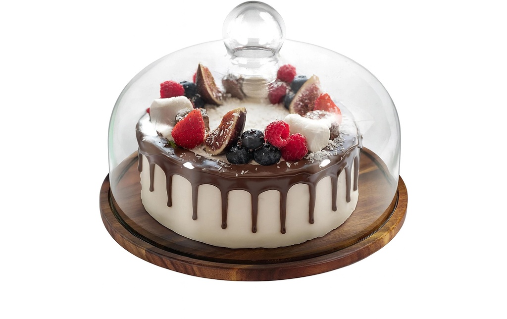 relaxdays Plateau à gâteau avec couvercle en verre Transparent