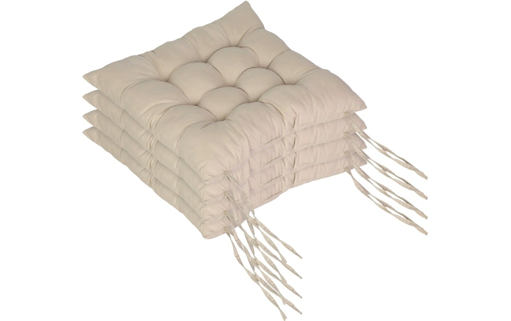 relaxdays Coussin de chaise 40 x 40 cm, beige, 4 pièces