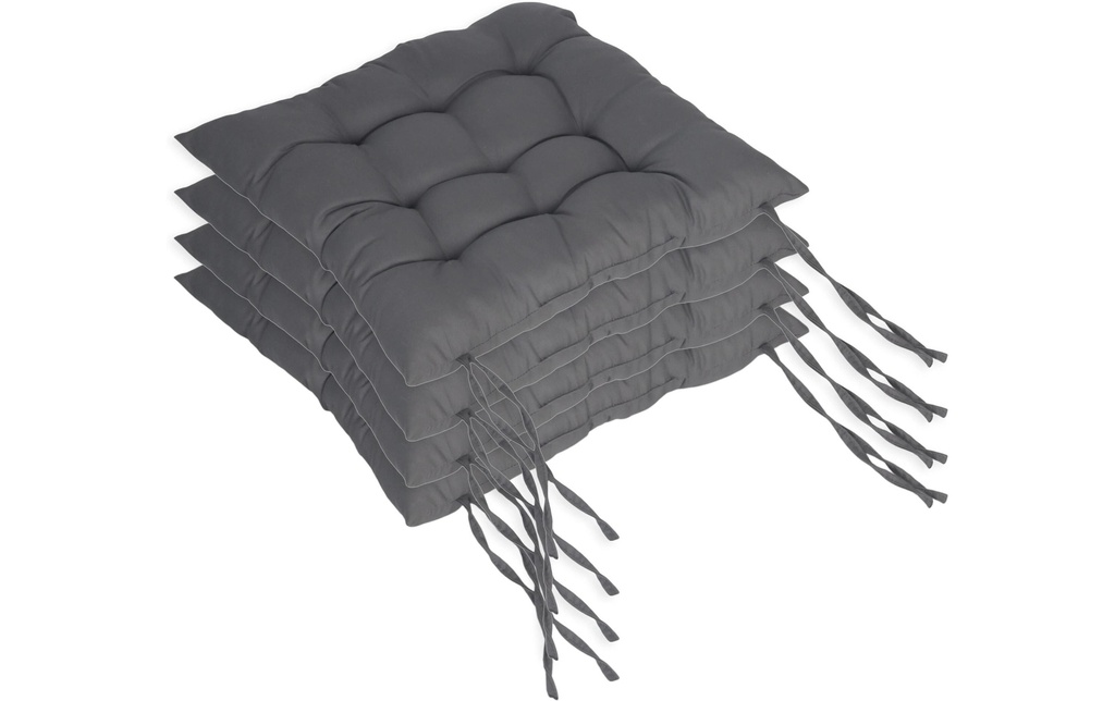 relaxdays Coussin de chaise 40 x 40 cm, gris, 4 pièces