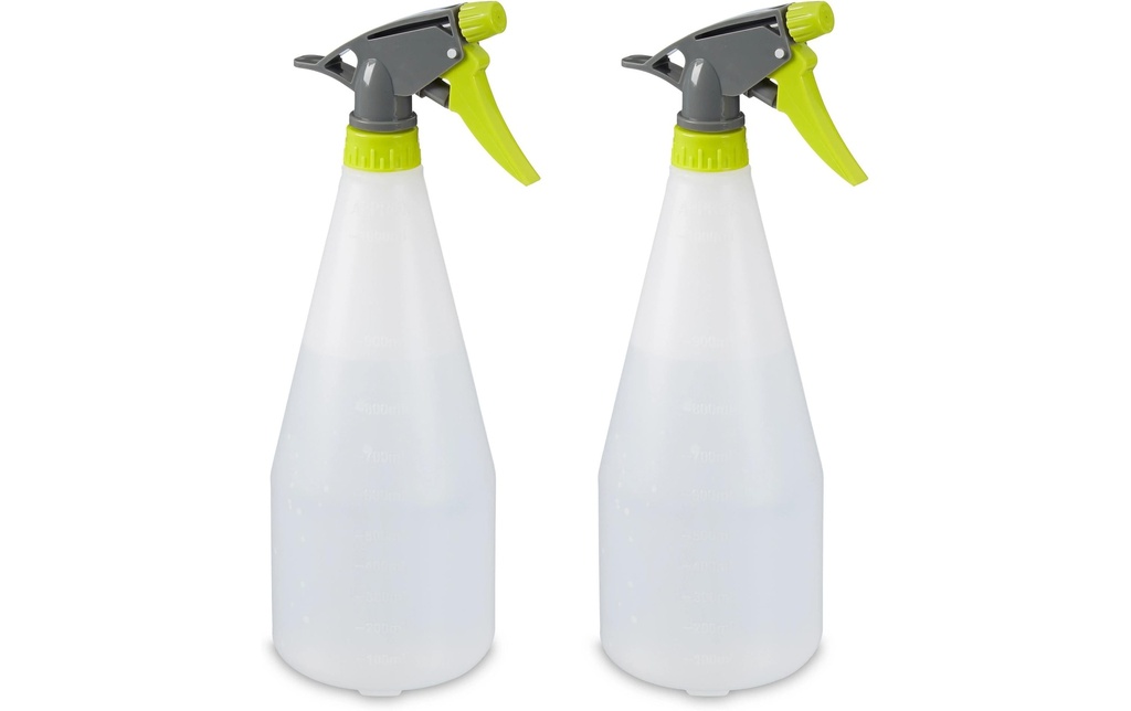 relaxdays Flacons pulvérisateurs 1 l, plastique, blanc, 2 pièces